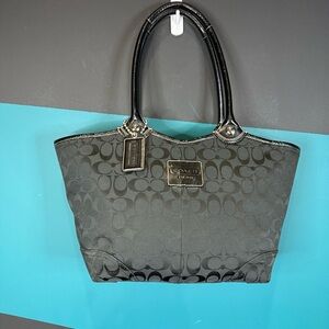 Coach Black Canvas Black Bleecker Signature Tote